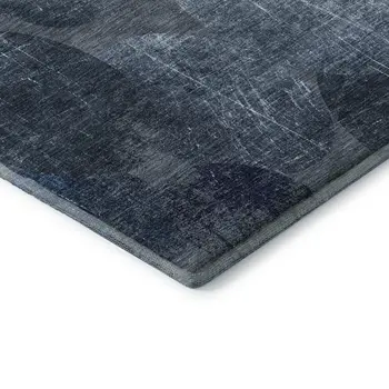 8' Blue And Ivory Abstract Washable Round Rug With UV Protection