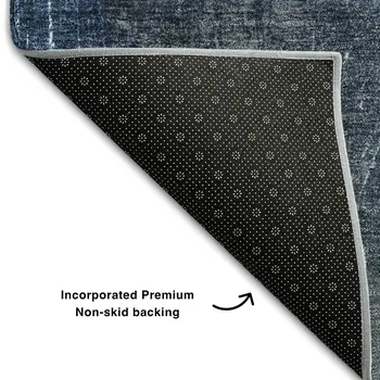 9' X 12' Blue And Ivory Abstract Washable Area Rug With UV Protection