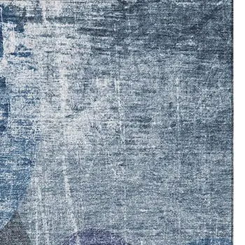 9' X 12' Blue And Ivory Abstract Washable Area Rug With UV Protection
