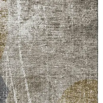 3' X 5' Brown And Ivory Abstract Washable Area Rug With UV Protection