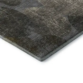 10' X 14' Brown And Ivory Abstract Washable Area Rug With UV Protection