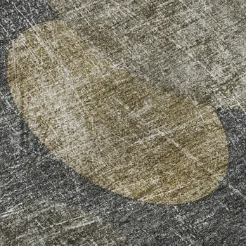 10' X 14' Brown And Ivory Abstract Washable Area Rug With UV Protection
