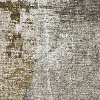 10' X 14' Brown And Ivory Abstract Washable Area Rug With UV Protection