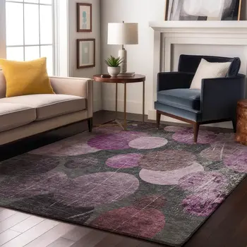 5' X 8' Cabernet And Ivory Abstract Washable Area Rug With UV Protection