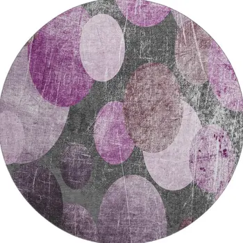 8' Cabernet And Ivory Abstract Washable Round Rug With UV Protection