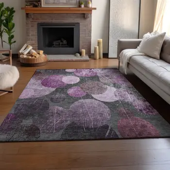 10' X 14' Cabernet And Ivory Abstract Washable Area Rug With UV Protection