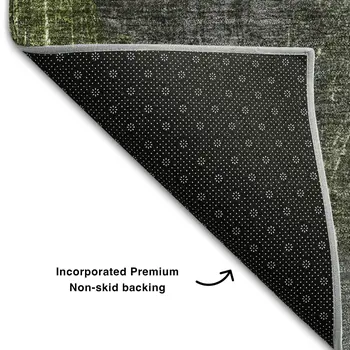 8' Green Ivory And Gray Abstract Washable Round Rug With UV Protection