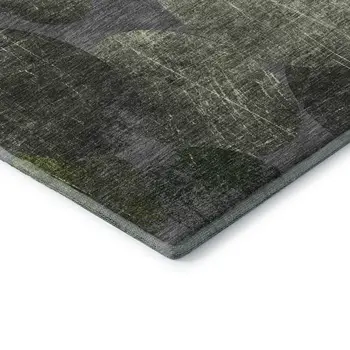 8' X 10' Green Ivory And Gray Abstract Washable Area Rug With UV Protection