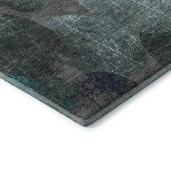8' X 10' Teal And Gray Abstract Washable Area Rug With UV Protection