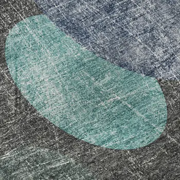 9' X 12' Teal And Gray Abstract Washable Area Rug With UV Protection