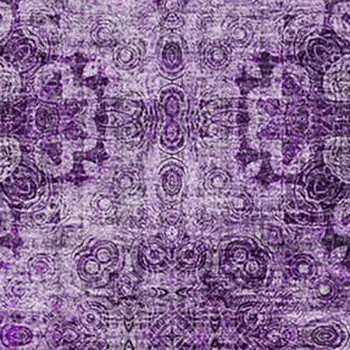 8' X 10' Eggplant And Ivory Floral Medallion Washable Area Rug With UV Protection