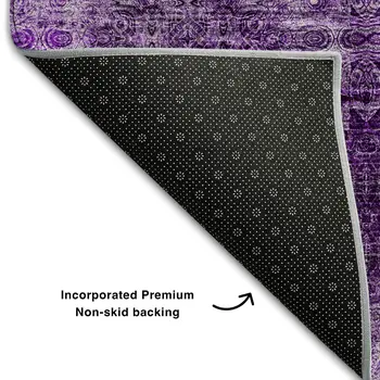9' X 12' Eggplant And Ivory Floral Medallion Washable Area Rug With UV Protection