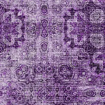 9' X 12' Eggplant And Ivory Floral Medallion Washable Area Rug With UV Protection