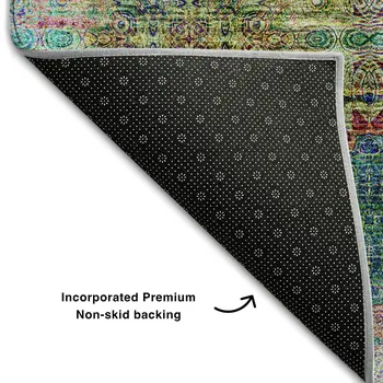 5' X 8' Green Blush And Teal Floral Medallion Washable Area Rug With UV Protection