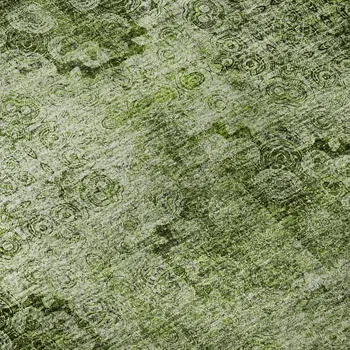 3' X 5' Olive Green And Ivory Floral Medallion Washable Area Rug With UV Protection