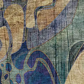 3' X 5' Beige Blue And Purple Floral Washable Area Rug With UV Protection