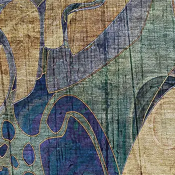 8' X 10' Beige Blue And Purple Floral Washable Area Rug With UV Protection