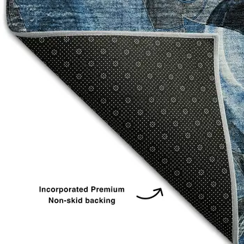 5' X 8' Blue Ivory And Gray Floral Washable Area Rug With UV Protection