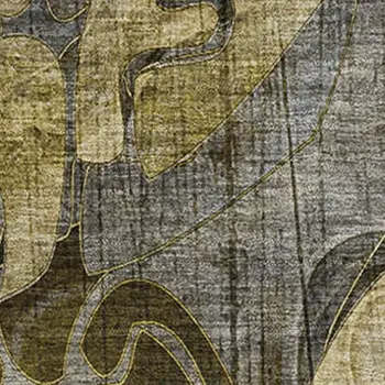 3' X 5' Brown Beige And Gold Floral Washable Area Rug With UV Protection