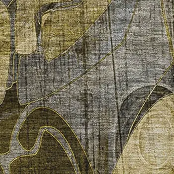 9' X 12' Brown Beige And Gold Floral Washable Area Rug With UV Protection