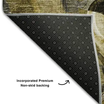 10' X 14' Brown Beige And Gold Floral Washable Area Rug With UV Protection