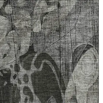 8' X 10' Gray And Ivory Floral Washable Area Rug With UV Protection