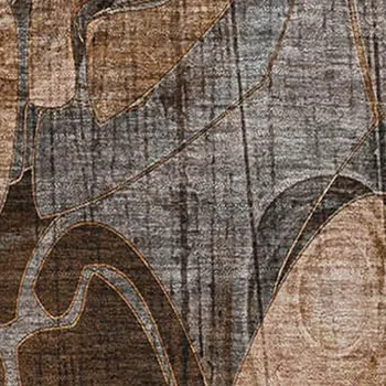 5' X 8' Rust And Gray Floral Washable Area Rug With UV Protection
