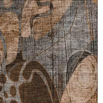 9' X 12' Rust And Gray Floral Washable Area Rug With UV Protection