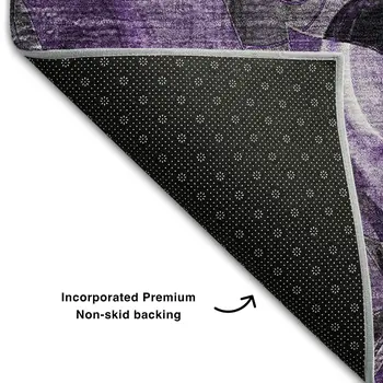 8' X 10' Purple And Ivory Floral Washable Area Rug With UV Protection