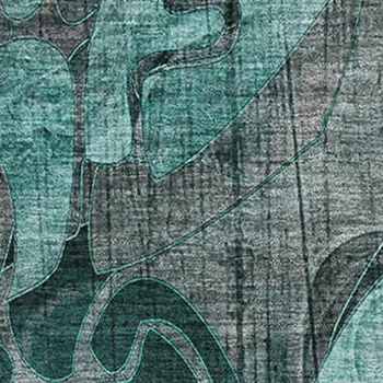 3' X 5' Teal And Gray Floral Washable Area Rug With UV Protection