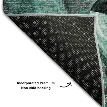 10' X 14' Teal And Gray Floral Washable Area Rug With UV Protection
