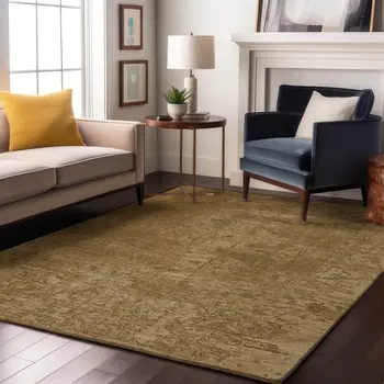 5' X 8' Beige And Ivory Abstract Washable Area Rug With UV Protection