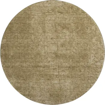 8' Beige And Ivory Abstract Washable Round Rug With UV Protection