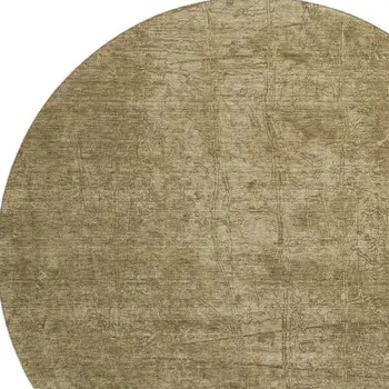 8' Beige And Ivory Abstract Washable Round Rug With UV Protection