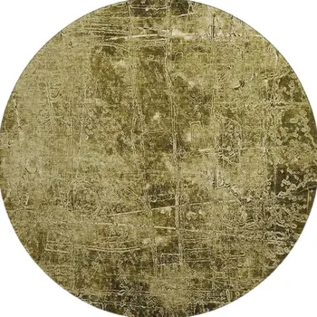8' Brown And Ivory Abstract Washable Round Rug With UV Protection