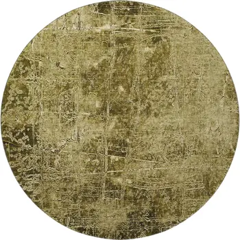 8' Brown And Ivory Abstract Washable Round Rug With UV Protection