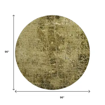 8' Brown And Ivory Abstract Washable Round Rug With UV Protection