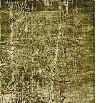 10' X 14' Brown And Ivory Abstract Washable Area Rug With UV Protection