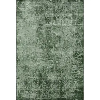 3' X 5' Emerald And Ivory Abstract Washable Area Rug With UV Protection