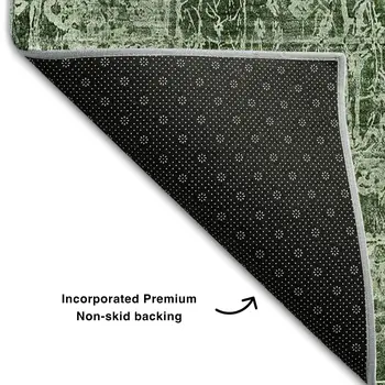 3' X 5' Emerald And Ivory Abstract Washable Area Rug With UV Protection