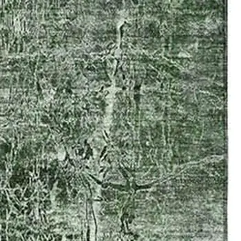 3' X 5' Emerald And Ivory Abstract Washable Area Rug With UV Protection