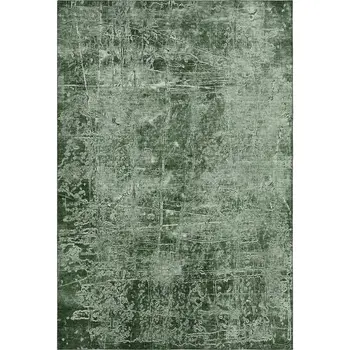 3' X 5' Emerald And Ivory Abstract Washable Area Rug With UV Protection