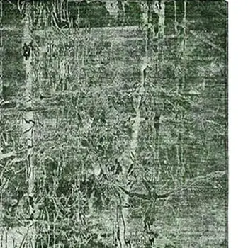 8' X 10' Emerald And Ivory Abstract Washable Area Rug With UV Protection