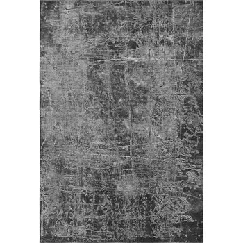 3' X 5' Gray And Ivory Abstract Washable Area Rug With UV Protection