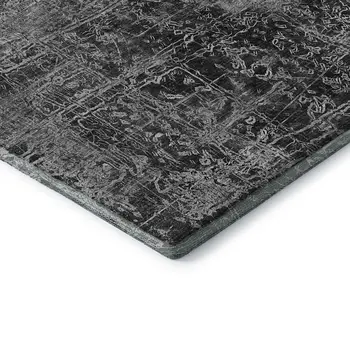 3' X 5' Gray And Ivory Abstract Washable Area Rug With UV Protection