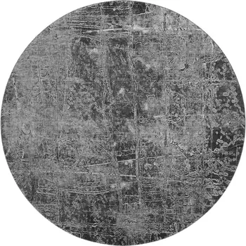 8' Gray And Ivory Abstract Washable Round Rug With UV Protection