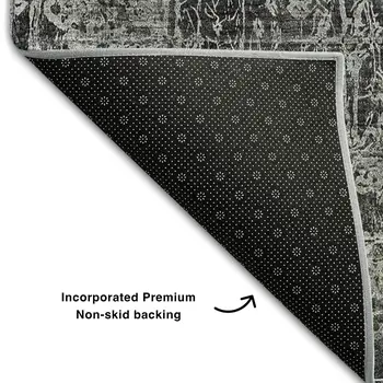 8' X 10' Gray And Ivory Abstract Washable Area Rug With UV Protection