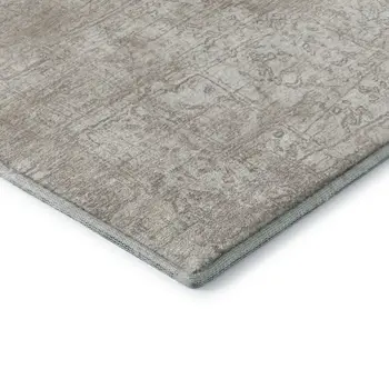 8' X 10' Ivory And Cream Abstract Washable Area Rug With UV Protection