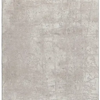 10' X 14' Ivory And Cream Abstract Washable Area Rug With UV Protection