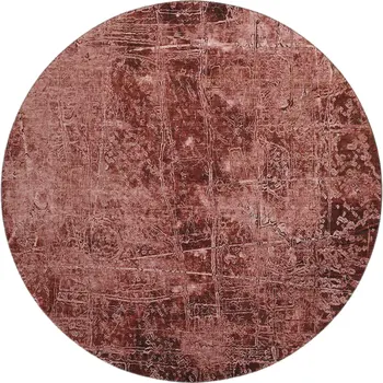 8' Merlot And Ivory Abstract Washable Round Rug With UV Protection